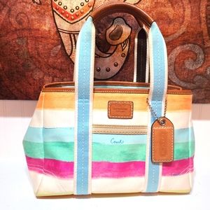 Coach Hampton Watercolor Rainbow Stripe Canvas